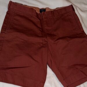 J. Crew Men's Brick Red Flat Front Cotton Shorts